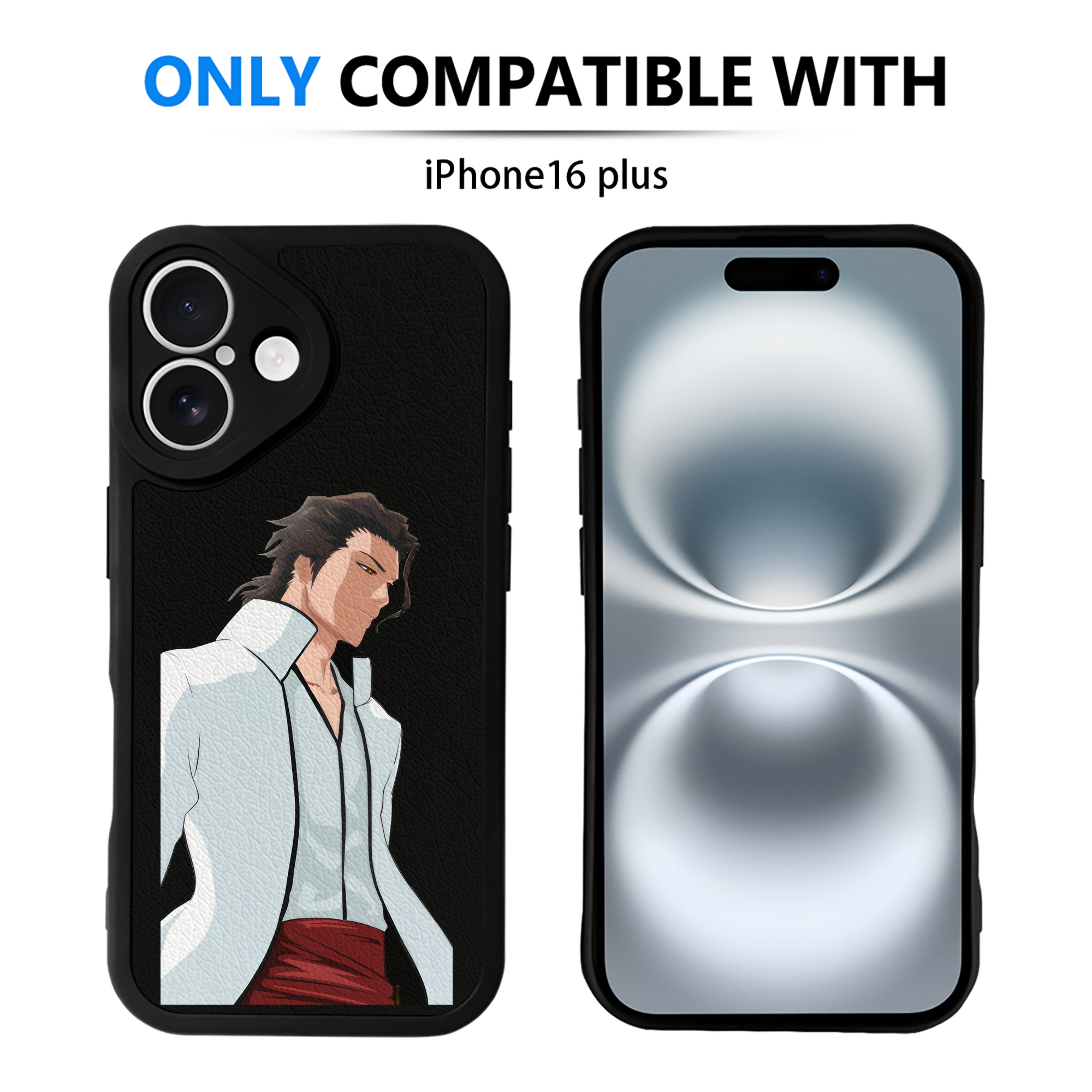 （画像用） ブリーチ 藍染 惣右介（あいぜん そうすけ） BLEACH Aizen Sousuke 【iPhone 16シリーズ対応】シリコンスマホケース（レザー調） 材質：シリコン